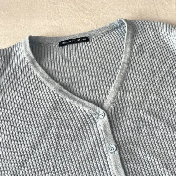 Light Blue Ribbed Cardigan - Picture 3 of 4